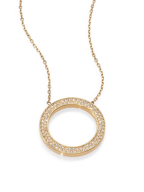 michael kors circle pendant necklace|Michael Kors gold necklace for women.